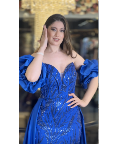Abito da cerimonia a sirena blu cobalto - Creta