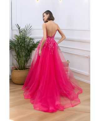 Vestito da cerimonia con gonna ampia fuxia - Desire - Vestiti eleganti online - Gogolfun.it
