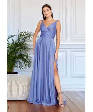 Vestito lungo elegante lilla con spacco - Lilian - Vestiti eleganti da cerimonia - Gogolfun.it