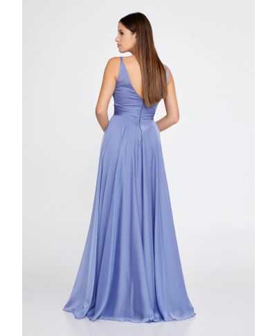 Vestito lungo elegante lilla con spacco - Lilian - Vestiti eleganti da cerimonia - Gogolfun.it