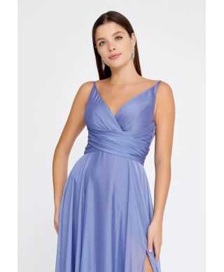 Vestito lungo elegante lilla con spacco - Lilian - Vestiti eleganti da cerimonia - Gogolfun.it