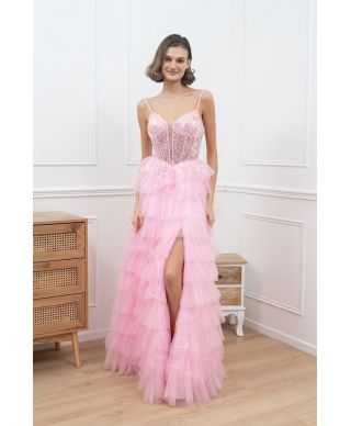 Vestito da cerimonia con balze e corpetto decorato - Tempesta - Vestiti diciottesimo compleanno - Gogolfun.it