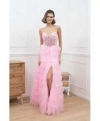 Vestito da cerimonia con balze e corpetto decorato - Tempesta - Vestiti diciottesimo compleanno - Gogolfun.it