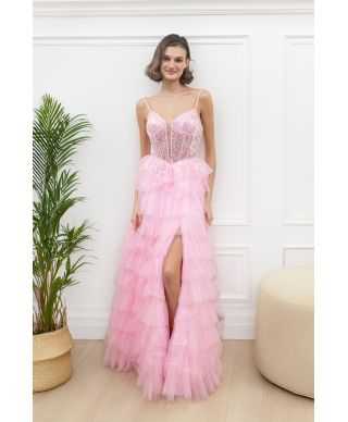 Vestito da cerimonia con balze e corpetto decorato - Tempesta - Vestiti diciottesimo compleanno - Gogolfun.it