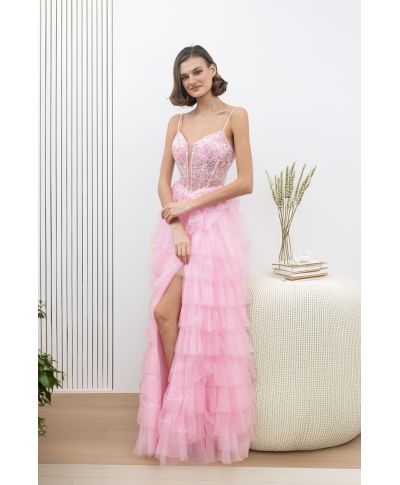 Vestito da cerimonia con balze e corpetto decorato - Tempesta - Vestiti diciottesimo compleanno - Gogolfun.it