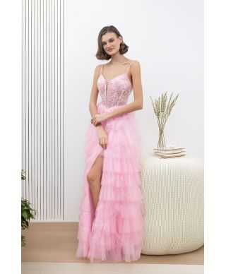 Vestito da cerimonia con balze e corpetto decorato - Tempesta - Vestiti diciottesimo compleanno - Gogolfun.it