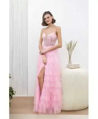 Vestito da cerimonia con balze e corpetto decorato - Tempesta - Vestiti diciottesimo compleanno - Gogolfun.it
