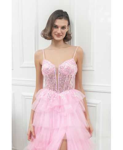 Vestito da cerimonia con balze e corpetto decorato - Tempesta - Vestiti diciottesimo compleanno - Gogolfun.it