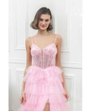 Vestito da cerimonia con balze e corpetto decorato - Tempesta - Vestiti diciottesimo compleanno - Gogolfun.it