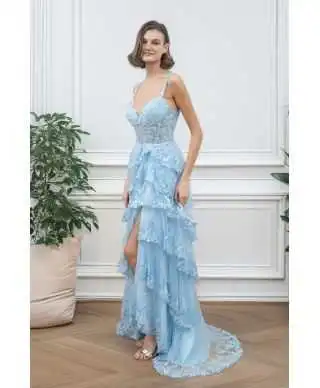 Vestito elegante da cerimonia azzurro - Fall