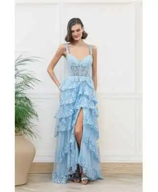 Vestito elegante da cerimonia azzurro - Fall