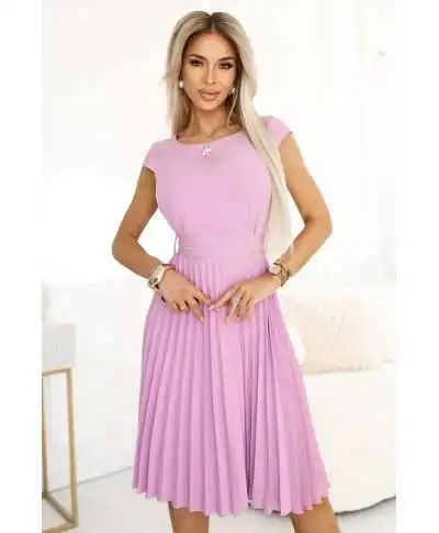 Lila vestito corto elegante con gonna plissettata - Vestiti corti online - Gogolfun.it