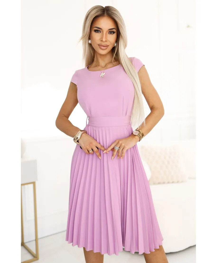 Lila vestito corto elegante con gonna plissettata - Vestiti corti online - Gogolfun.it