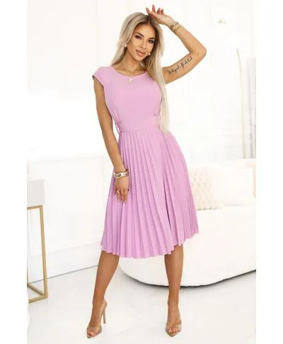 Lila vestito corto elegante con gonna plissettata - Vestiti corti online - Gogolfun.it