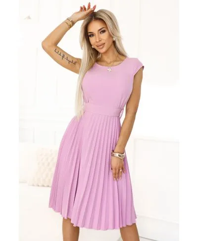 Lila vestito corto elegante con gonna plissettata - Vestiti corti online - Gogolfun.it