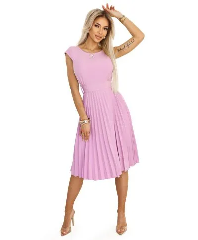 Lila vestito corto elegante con gonna plissettata - Vestiti corti online - Gogolfun.it