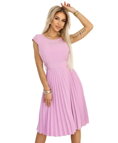 Lila vestito corto elegante con gonna plissettata - Vestiti corti online - Gogolfun.it