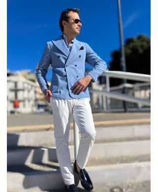 Giacca uomo doppiopetto, azzurra- Kent - Paul Miranda - Giacche uomo online - Gogolfun.it