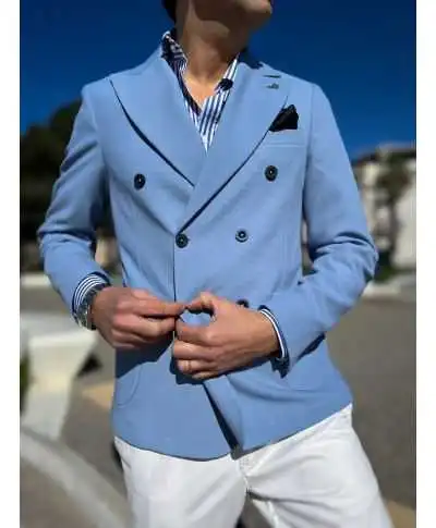 Giacca uomo doppiopetto, azzurra- Kent - Paul Miranda - Giacche uomo online - Gogolfun.it