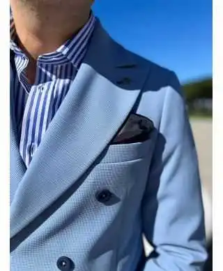 Giacca uomo doppiopetto, azzurra- Kent - Paul Miranda - Giacche uomo online - Gogolfun.it