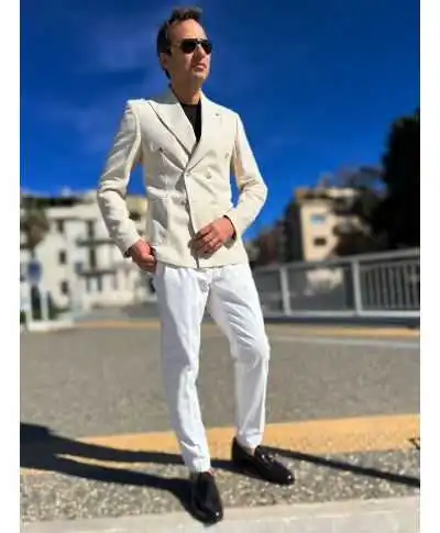 Giacca doppiopetto Paul Miranda, avorio - Conte - Giacche uomo online - Gogolfun.it