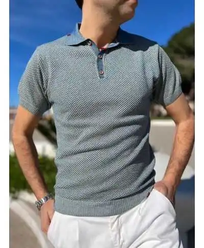 Polo Paul Miranda pertrolio con bottoni in legno
