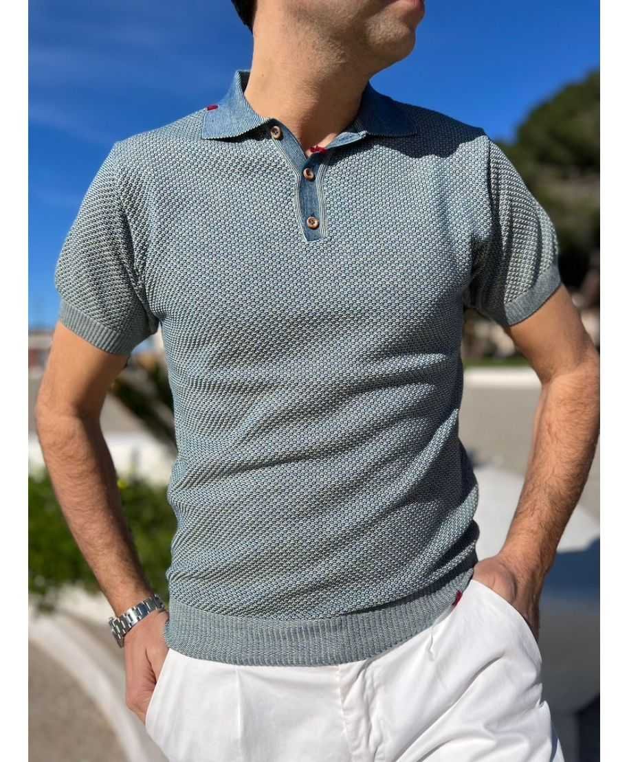 Polo Paul Miranda pertrolio con bottoni in legno - Abbigliamento uomo online - Gogolfun.it