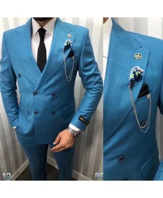 Abito uomo doppiopetto azzurro, elegante
