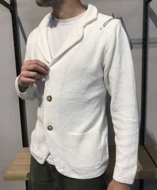 Cardigan uomo bianco, bottoni legno - Primavera Estate