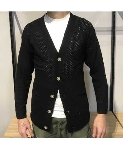 Cardigan nero traforato in maglia leggera - Primavera Estate