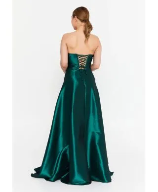 Abito da sera verde smeraldo con scollatura a cuore - Sisi - Abiti da cerimonia donna online - Gogolfun.it