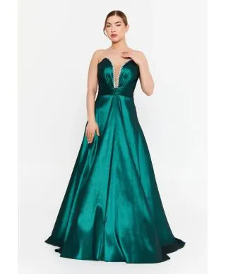 Abito da sera verde smeraldo con scollatura a cuore - Sisi - Abiti da cerimonia donna online - Gogolfun.it