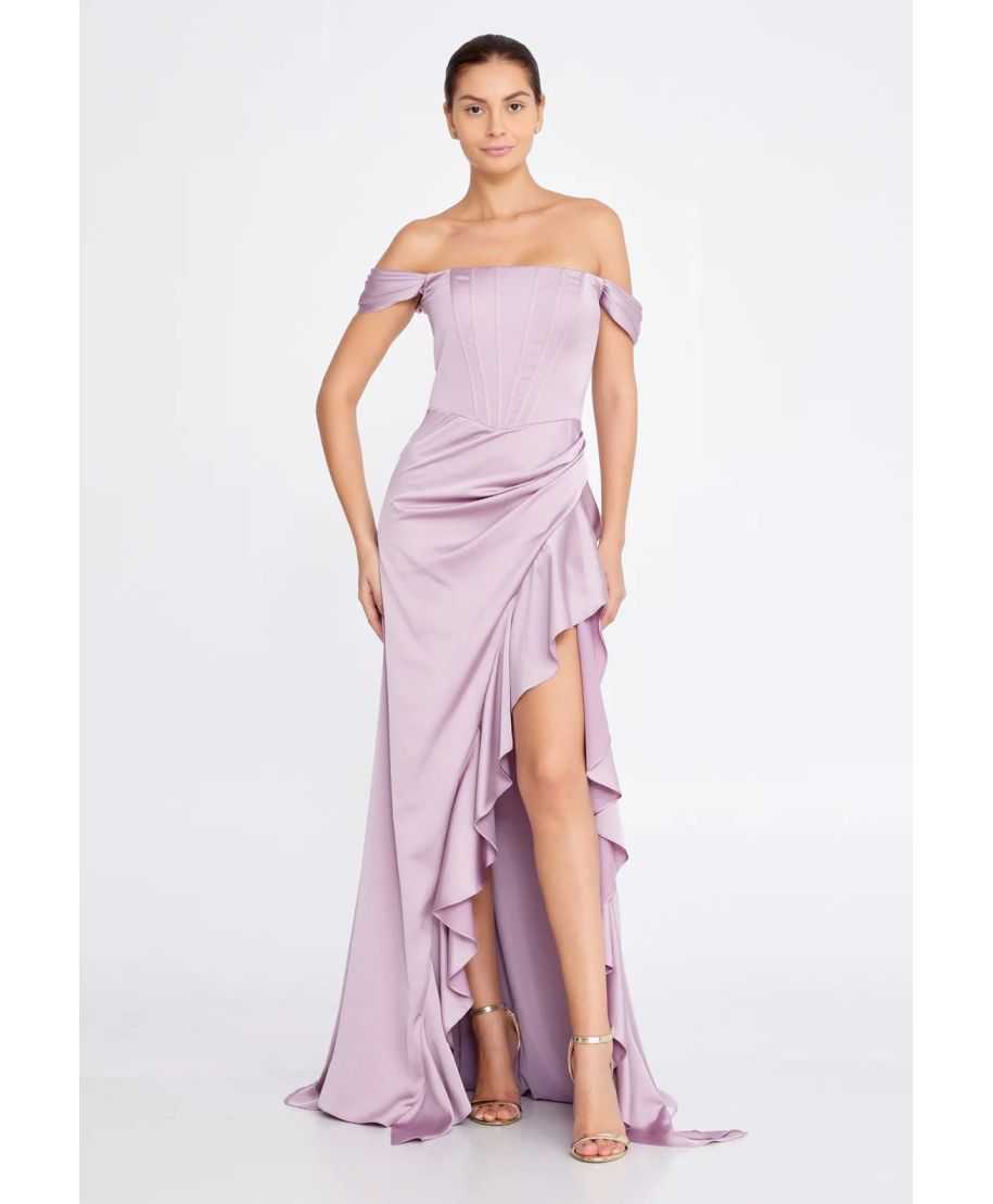 Vestito elegante da cerimonia lilla - Mistero - Vestiti da cerimonia online - Gogolfun.it