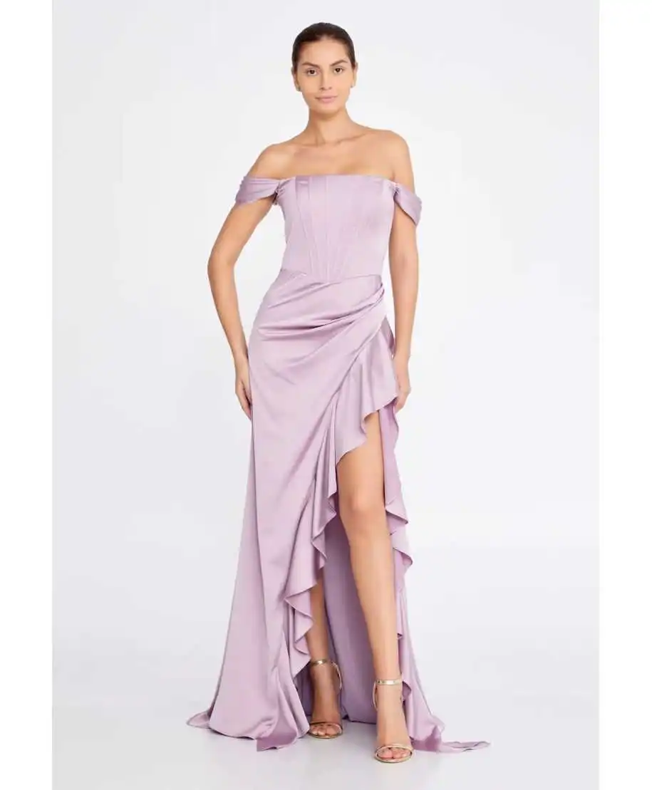 Vestito elegante da cerimonia lilla - Mistero - Vestiti da cerimonia online - Gogolfun.it