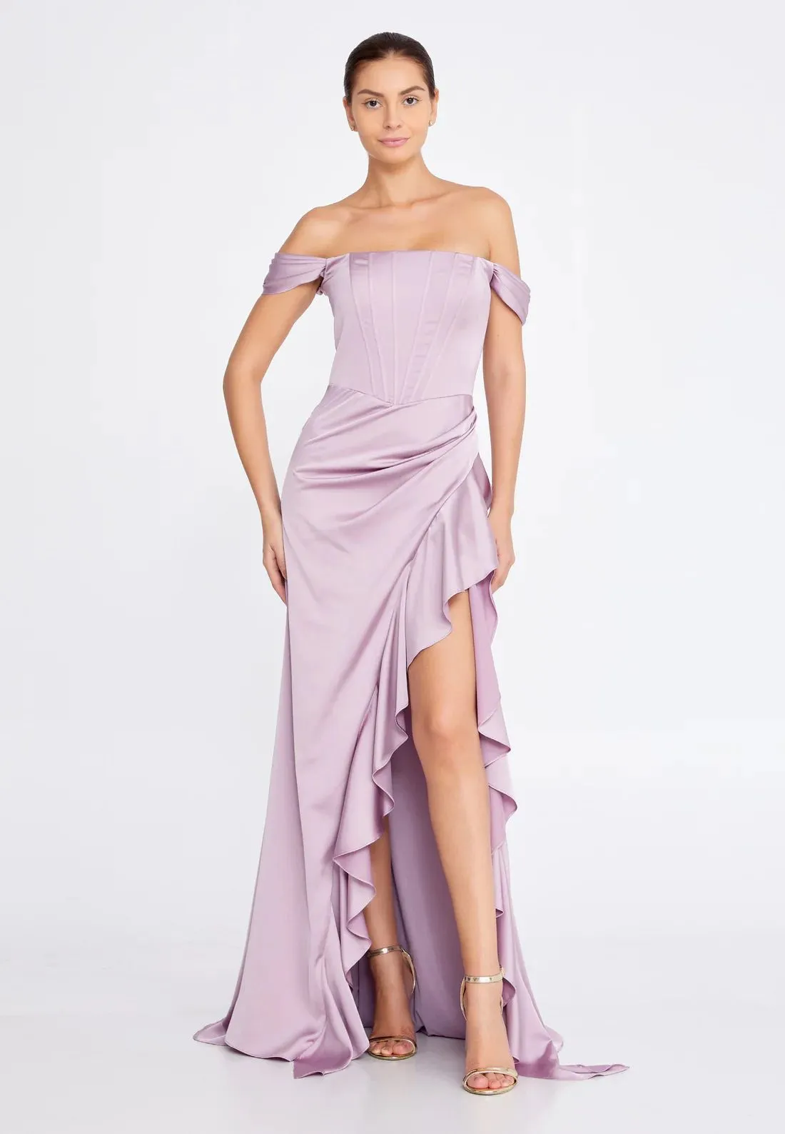 Vestiti 18 Anni Lilla Abito Donna Elegante Lungo Modello Sirena