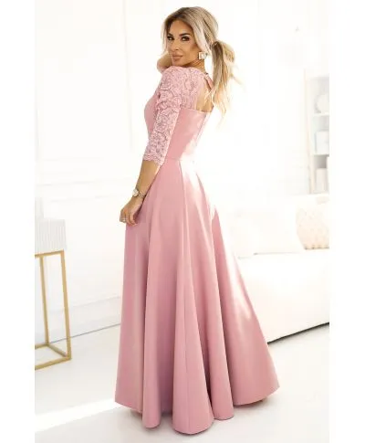 Vestito da cerimonia con corpetto e maniche in pizzo - Amber - Vestiti eleganti online - Gogolfun.it