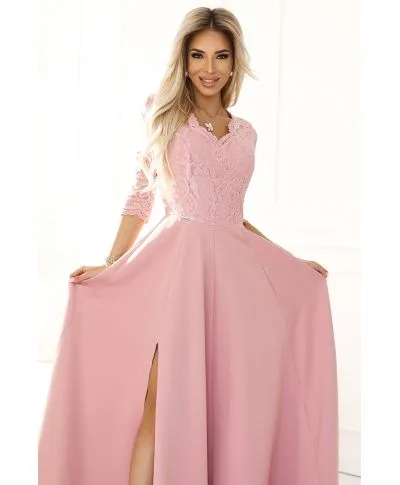 Vestito da cerimonia con corpetto e maniche in pizzo - Amber - Vestiti eleganti online - Gogolfun.it