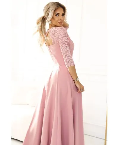 Vestito da cerimonia con corpetto e maniche in pizzo - Amber - Vestiti eleganti online - Gogolfun.it