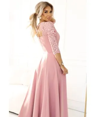 Vestito da cerimonia con corpetto e maniche in pizzo - Amber - Vestiti eleganti online - Gogolfun.it