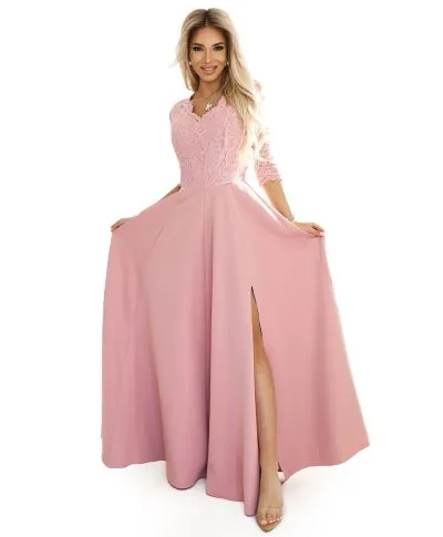Vestito da cerimonia con corpetto e maniche in pizzo - Amber - Vestiti eleganti online - Gogolfun.it