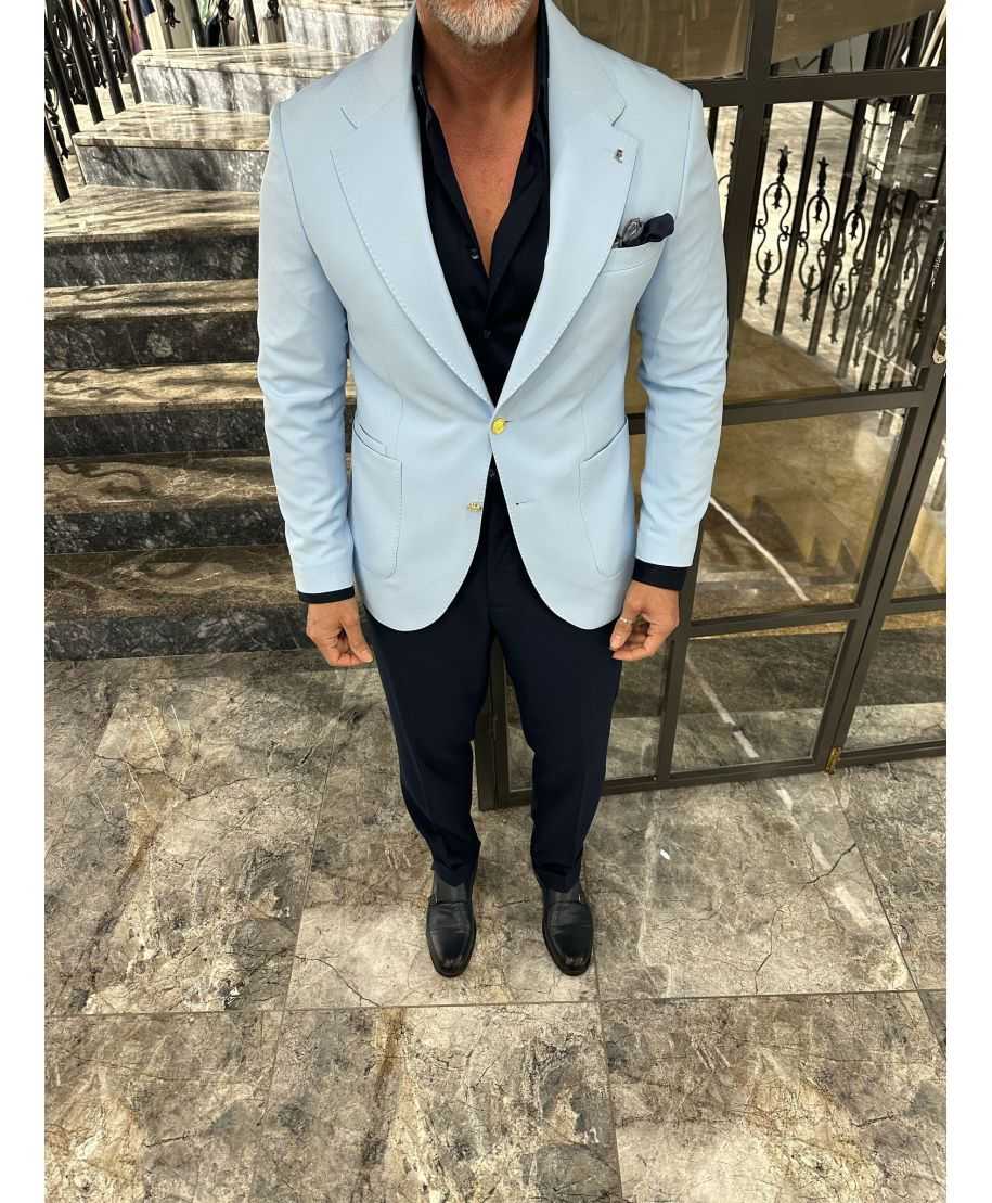 Giacca uomo azzurra 2 bottoni - Venice - Giacche uomo online - Gogolfun.it