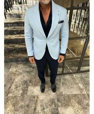 Giacca uomo azzurra 2 bottoni - Venice - Giacche uomo online - Gogolfun.it