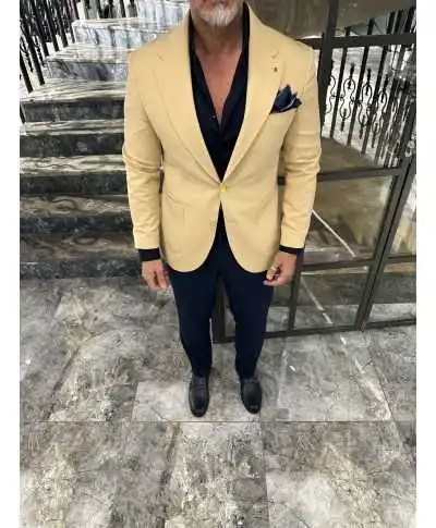 Giacca uomo particolare con bottoni dorati, gialla - Venice