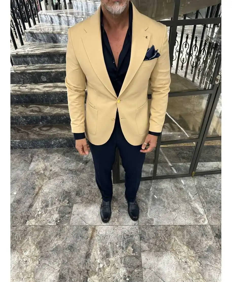 Giacca uomo particolare con bottoni dorati, gialla - Venice