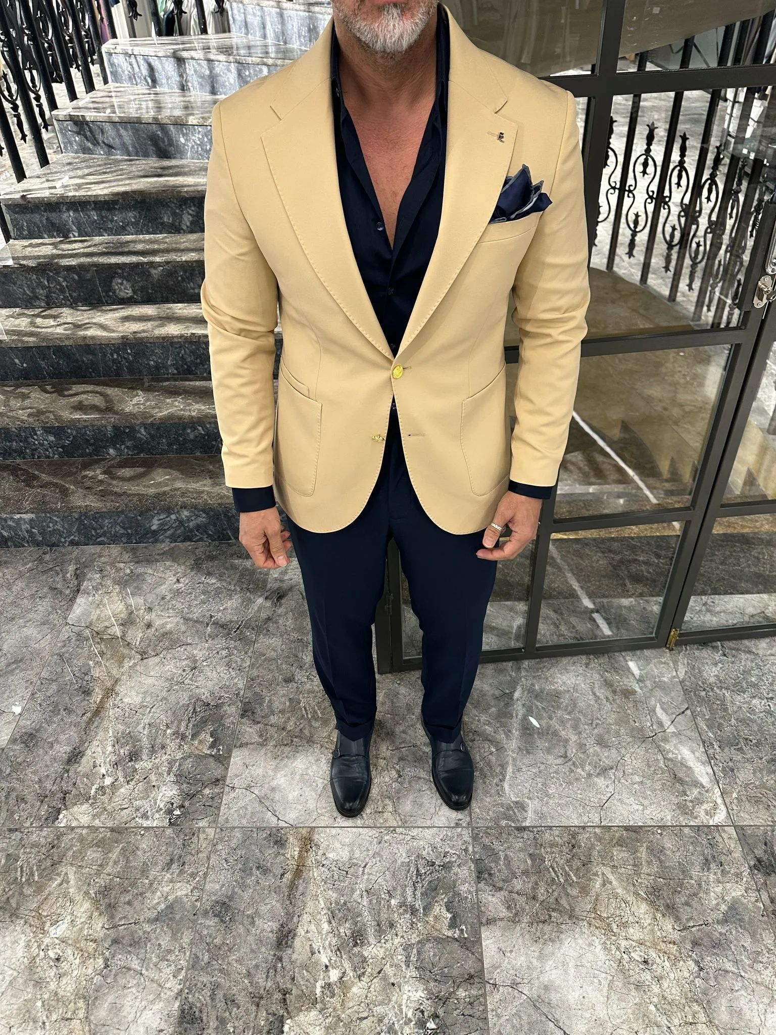 Giacca uomo particolare con bottoni dorati, gialla Venice