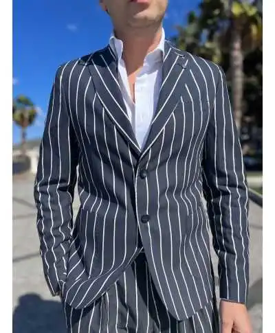 Giacca uomo gessata, Paul Miranda - Creolo - Giacche uomo particolari - Made in Italy - Gogolfun.it