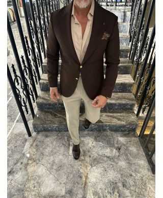 Giacca uomo monopetto marrone bruciato e bottoni oro - Venice - Giacche e blazer uomo online - Gogolfun.it