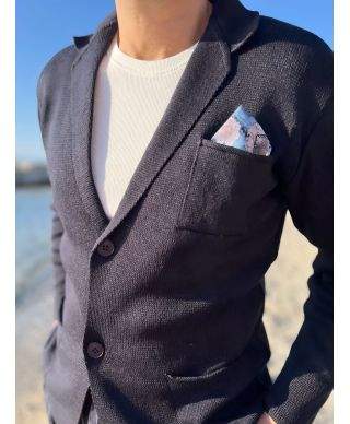 Cardigan blu con 2 bottoni e pochette - Hector