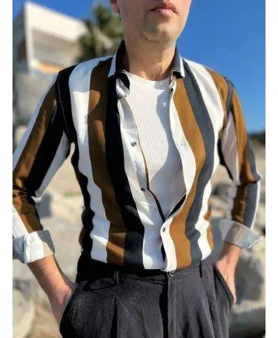 Camicia uomo a righe - Stripe - Camicie uomo particolari - Gogolfun.it