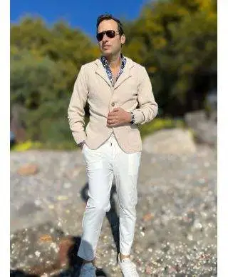 Cardigan uomo beige chiaro - Pollock - Cardigan e blazer uomo online - Gogolfun.it